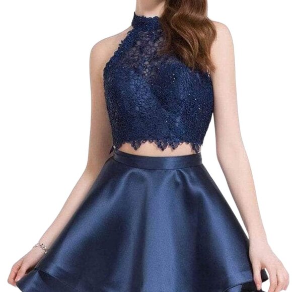 NWT Alyce Paris 3735 Lace Cocktail Dress Navy Size 14 - Picture 1 of 5